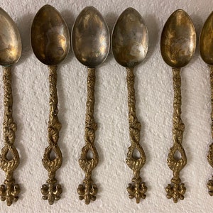 3D Fleur de Lis (top) Italy on Souvenir Brass Spoon - x 6