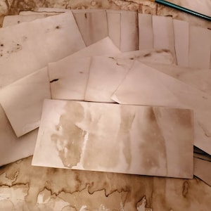 10 papéis pergaminho "envelhecidos"/desgastados/antigos com 5 envelopes (sem adesivo)