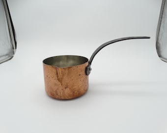 Vintage Baumalu Copper Saucepan Pot Spout Iron Handle 1/2 Quart Made in France