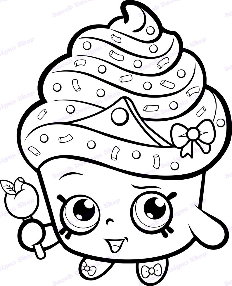 Outline Cupcake Queen Shopkins SVG Svg Dxf Cricut | Etsy