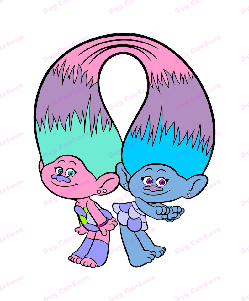 Satin And Chenille Trolls SVG 1 svg dxf Cricut Silhouette image 0.
