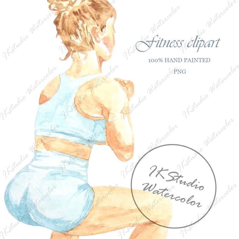 Fitness Watercolor Clipart. Sport Clipart. the Girl Goes in Etsy