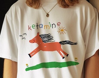 Ketamine Horse Funny T-Shirt: Softstyle Cotton Tee