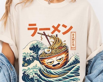 Ramen Wave Graphic Tee, Japanese Anime Shirt, Foodie Gift