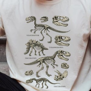 Vintage Dinosaur Fossil Skeleton T-Shirt: Paleontology Science Gift