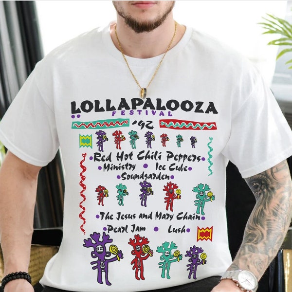 Vintage 1992 LOLLAPALOOZA T-shirt ,Unisex Heavy Cotton Tee