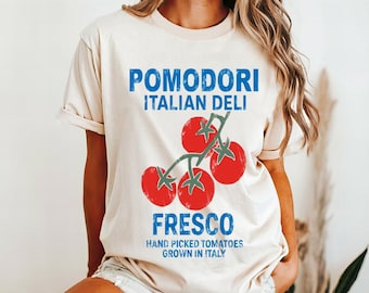 Vintage Italian Deli Tomato T-Shirt ,Pomodori Fresco Retro Food Graphic Tee