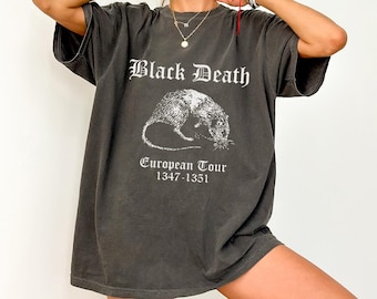 Camiseta de la gira europea de Black Death, camiseta gótica medieval