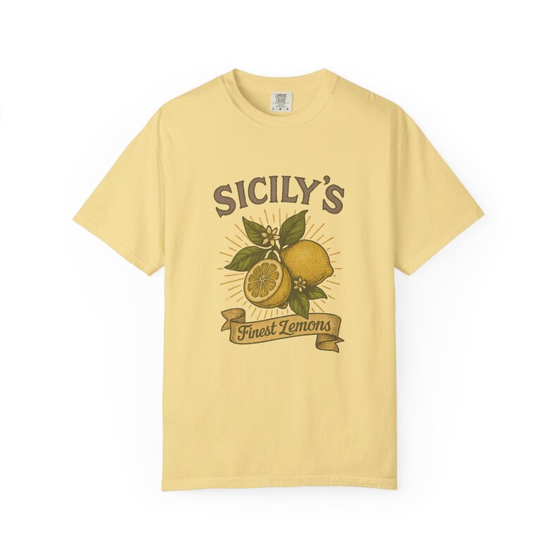 Sicily Lemons T-Shirt - Vintage Italian Citrus Tee - Retro Fruit Market Graphic Shirt image 7