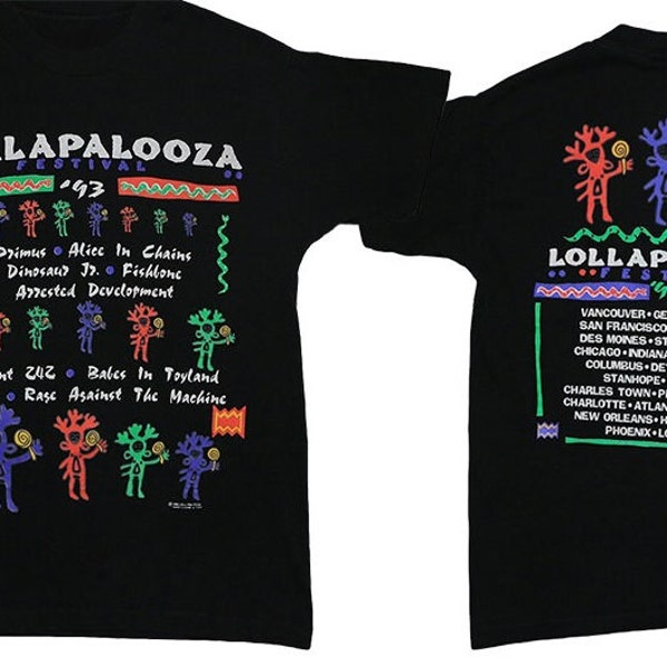 Vintage 1993 Lollapalooza Tour Concert T-Shirt, Lollapalooza T-Shirt