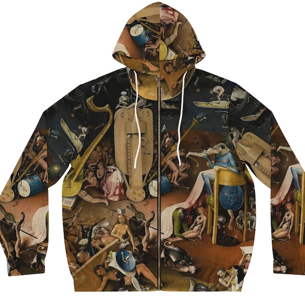 Hieronymus Bosch Men's Full-Zip Hoodie , Hieronymus Bosch - The Garden of Earthly Delights Hoodie, Bosch Hell hoodie