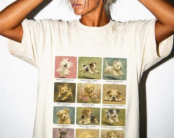 Dog Personality Chart Shirt, Vintage Dog Portraits, Cottagecore Graphic Tee