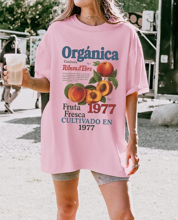 Retro Spanish Fruit Market T-shirt: Orgánica 1977 Peach Tee - Etsy