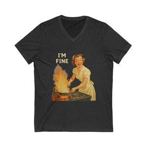 I am Fine V Neck T-Shirt, Funny Sad Girl Aesthetic Tee, Soft Grunge Graphic Shirt, Retro Sarcastic Quote Shirt, Mental Health Humor Gift image 6