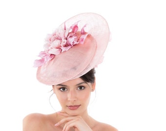 Royal Ascot Hat, Kentucky Derby, Pink Hat, Hats with Flowers, Fascinators, Special Occasion Hat, Wedding Hat, Mother of the Bride Hat, Bows