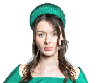 Green Royal Ascot Hat, Royal Ascot Hat, Royal Ascot Headband, Green Headband, Wide Headband, Padded Headband, Green Padded Headband