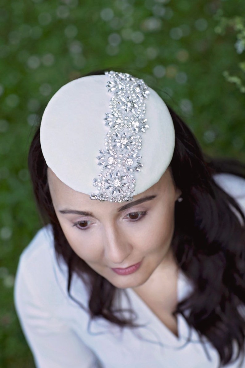 White silk velvet pillbox