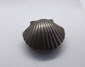 Vintage silver plated compact shell box