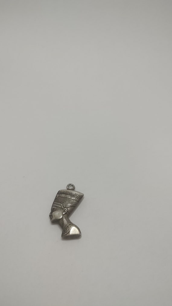 Vintage Sterling silver Nefertiti head pendant,Vi… - image 4