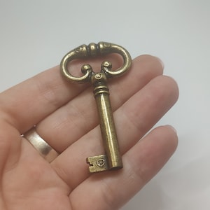Vintage solid brass ornate key,collectable key,pendant brass key