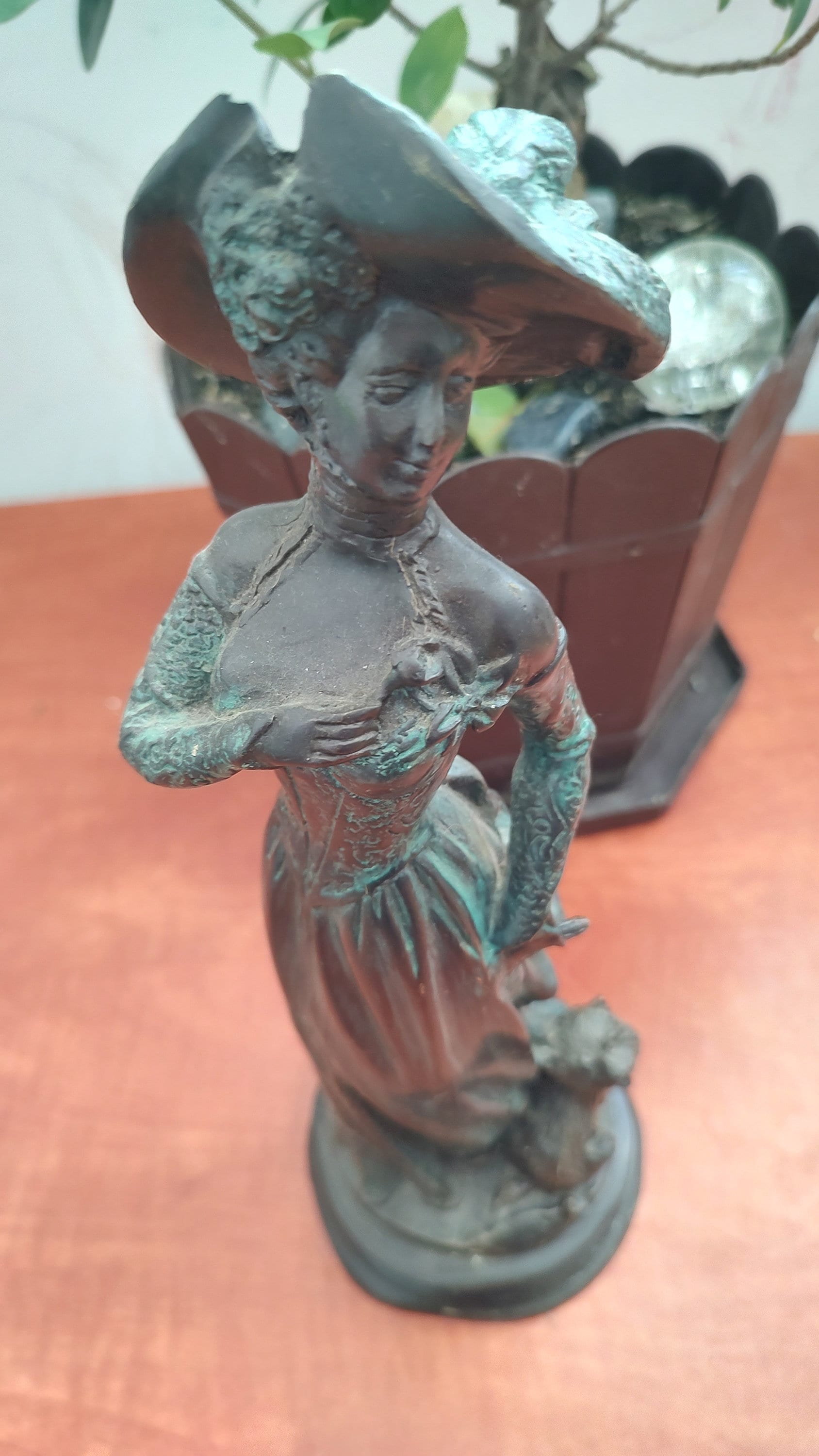 Art Nouveau Cold Painted Bronze Lady With Dog Statue Sculpture - Etsy