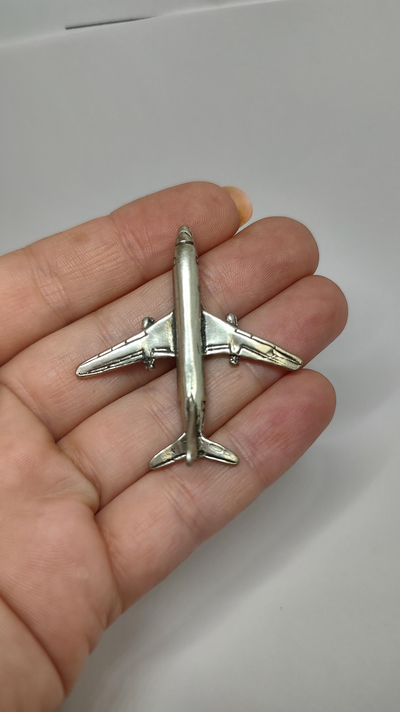 シルバーミニチュア　単葉飛行機　ヴィンテージイタリア製 シルバーミニチュア損傷した単葉飛行機ヴィンテージ イタリア製