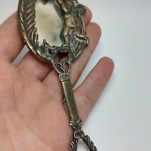 Antique Art Nouveau 800 Silver Hand Mirror – Ornate Solid Silver Vanity Mirror, Hallmarked 800, Floral Engraved Handle, 41g