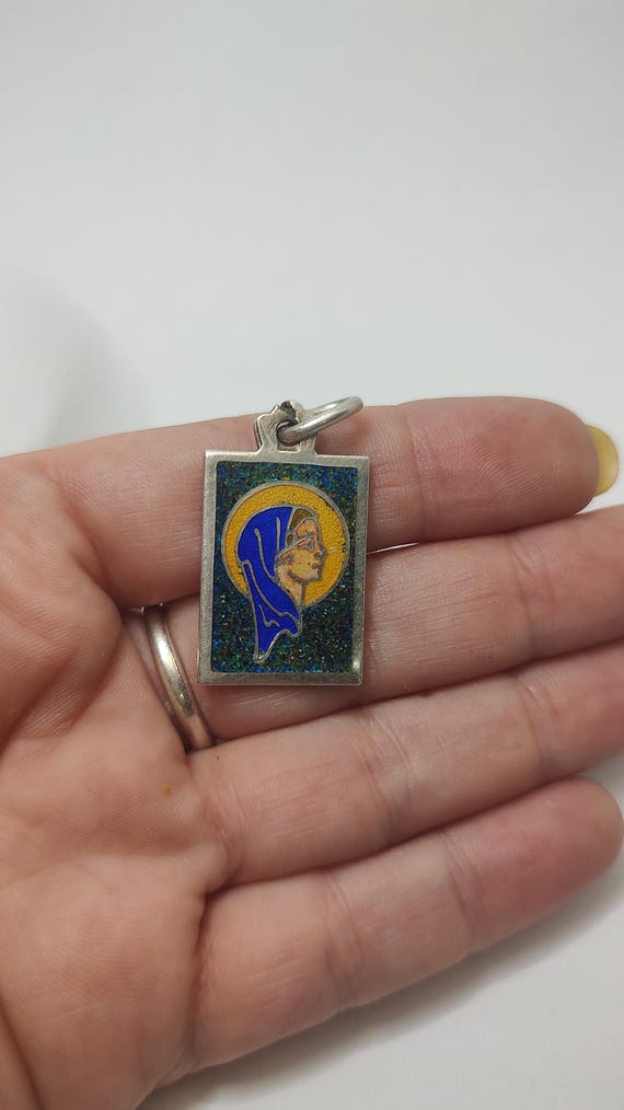 Vintage Mosaic solid silver pendant,hallmarked re… - image 1