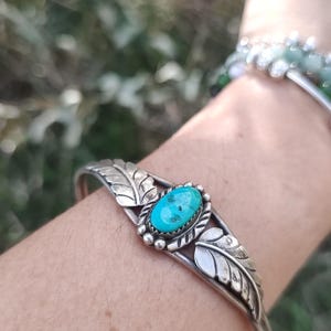 Vintage Navajo sterling Silver Cuff bracelet with turqoise gemstone ,925 cuff bracelet