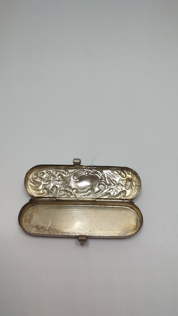 Art Nouveau Signed 800 silver pill  box,rare flor… - image 4