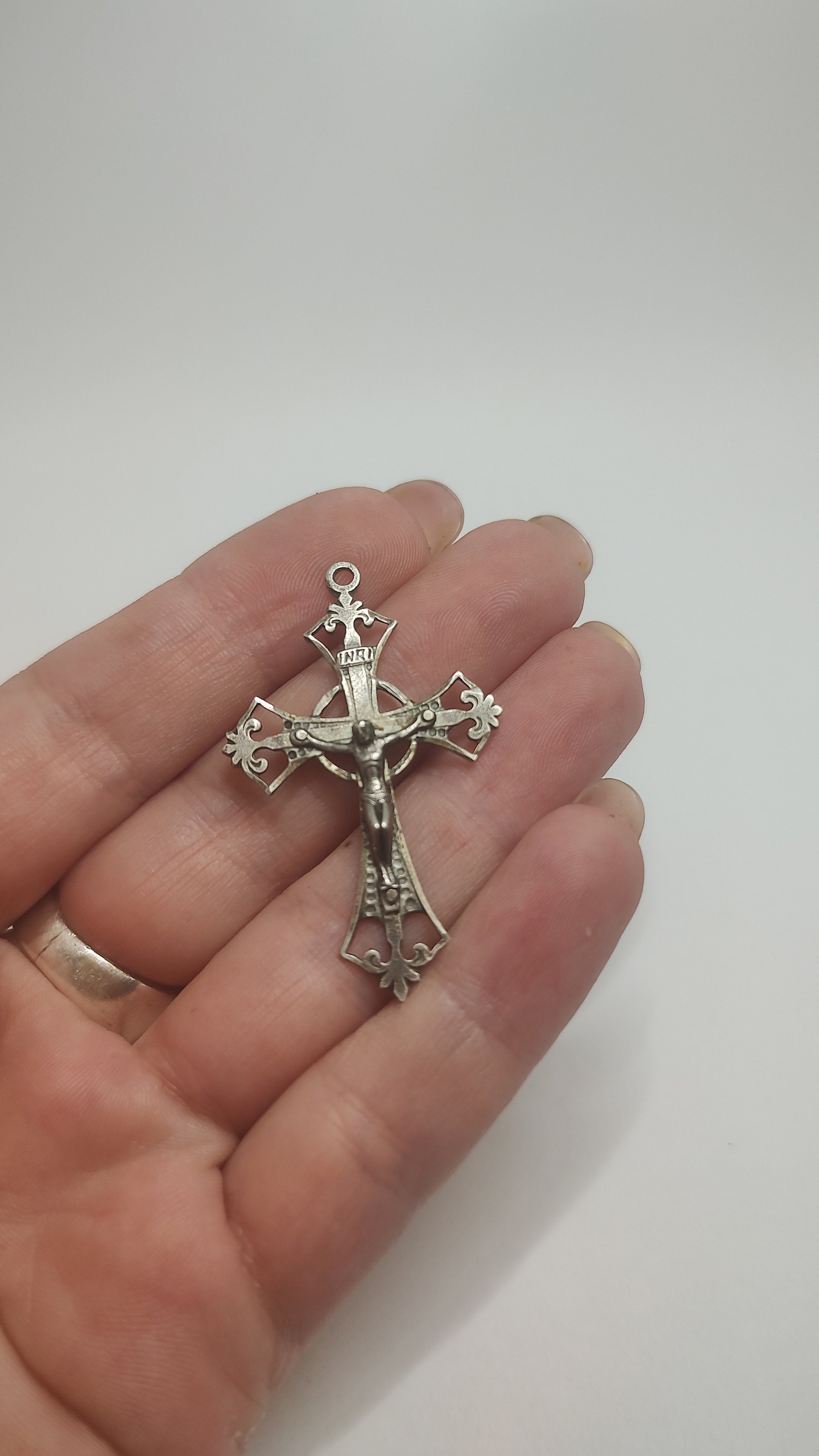 Vintage Jesus Cross Sterling Silver Pendant - Etsy
