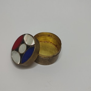 Brass and Mother Of Pearls small box,pill box,