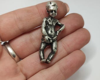 Vintage Sterling Silver Manneken Pis Figurine | Brussels Icon Miniature Sculpture