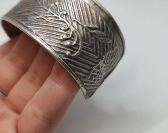 Vintage Sterling Silver Floral Cuff Bracelet - 925 Silver