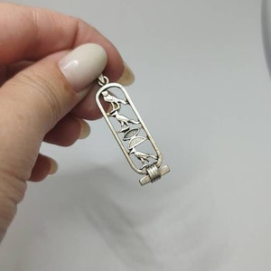 Vintage Egyptian silver pergament pendant, sterling silver Egypt pendant