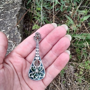 Hallmarked 800 silver quitar musical instrument Miniature