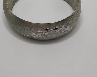 Vintage Sterling Silver Floral Cuff Bracelet: .925 Silver