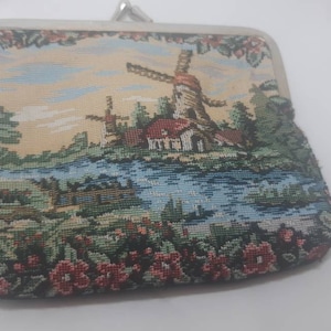 sac à main vintage de bijoux de Hollande, petit sac à main de tapisserie, portefeuille de pièces de monnaie vintage