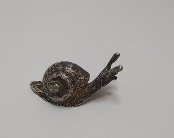 Antique 800  solid silver snail figurine Miniature
