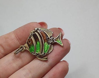 Pendentif Poisson Articulé En Argent - Bijou Vintage, Occasion