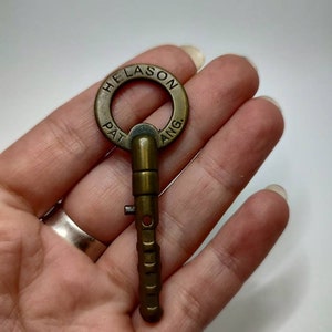 Rare Helason Pat Ang brass ornate key,collectable key,pendant brass key