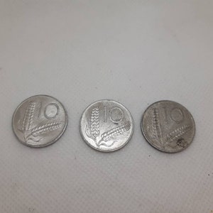Vintage Italian 10 Lire Coin Set: 1972-1974 Consecutive Dates