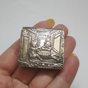 Rare Art Nouveau Sterling Silver Pill Box: Antique Trinket Snuff Box