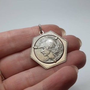 Vintage Greek Sterling Silver Coin Pendant