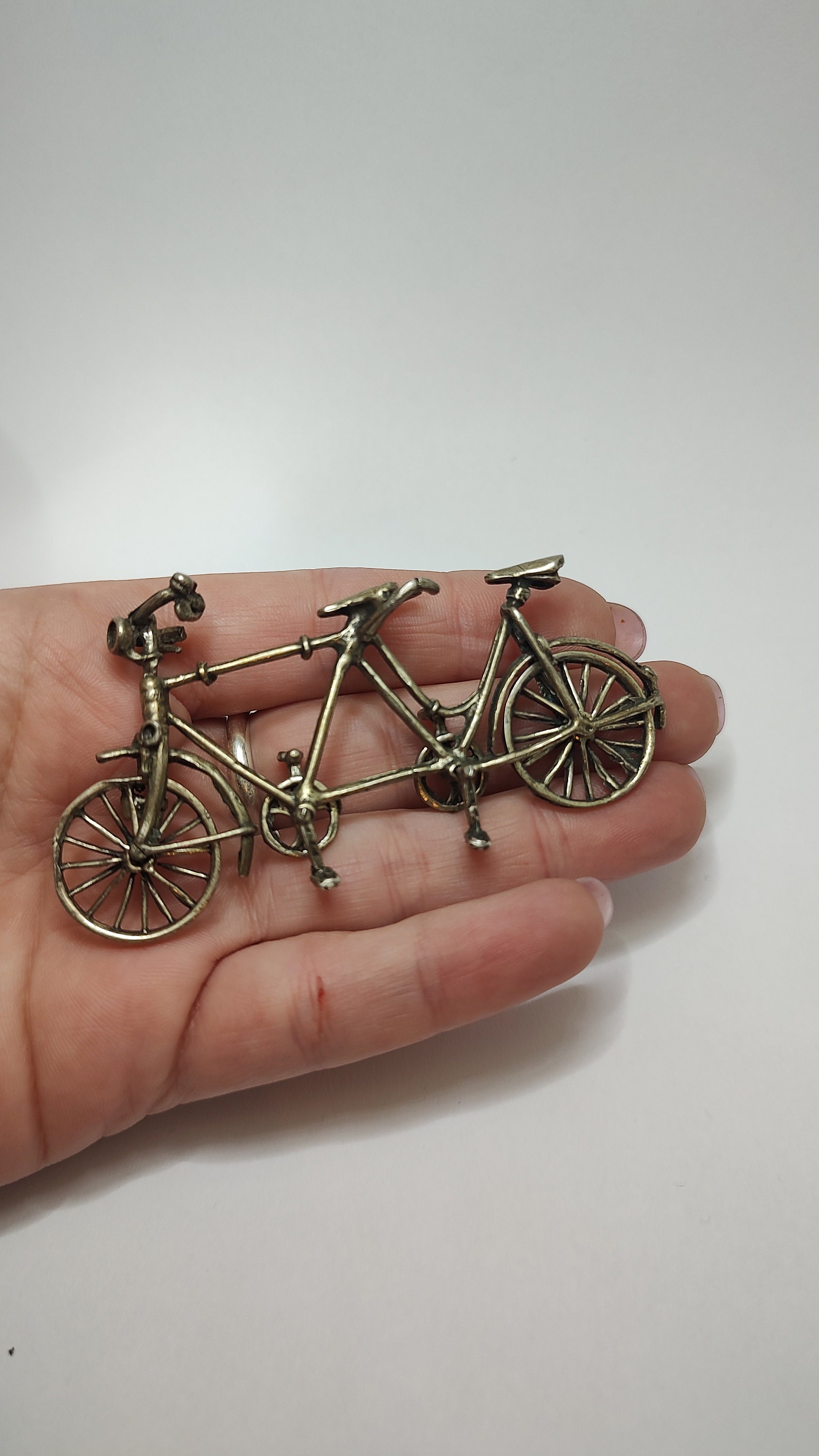 ミニチュア　2人乗り自転車 ヴィンテージ800シルバー2人乗り自転車ミニチュア - Etsy 日本