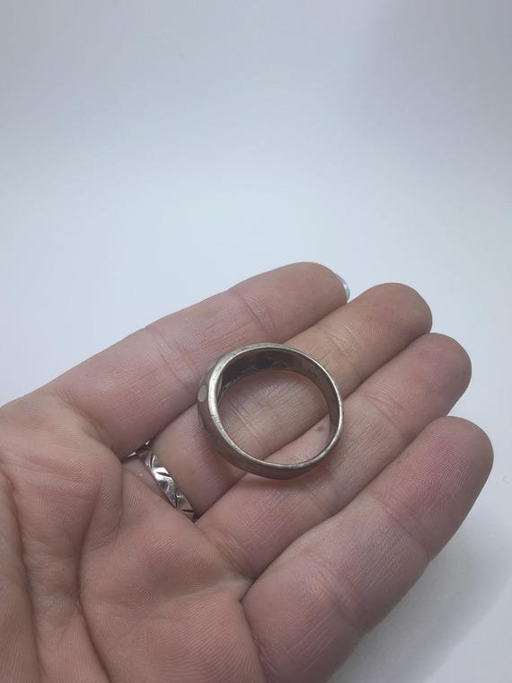 Sterling Silver Shell Inlay Ring: Geometric Boho … - image 4