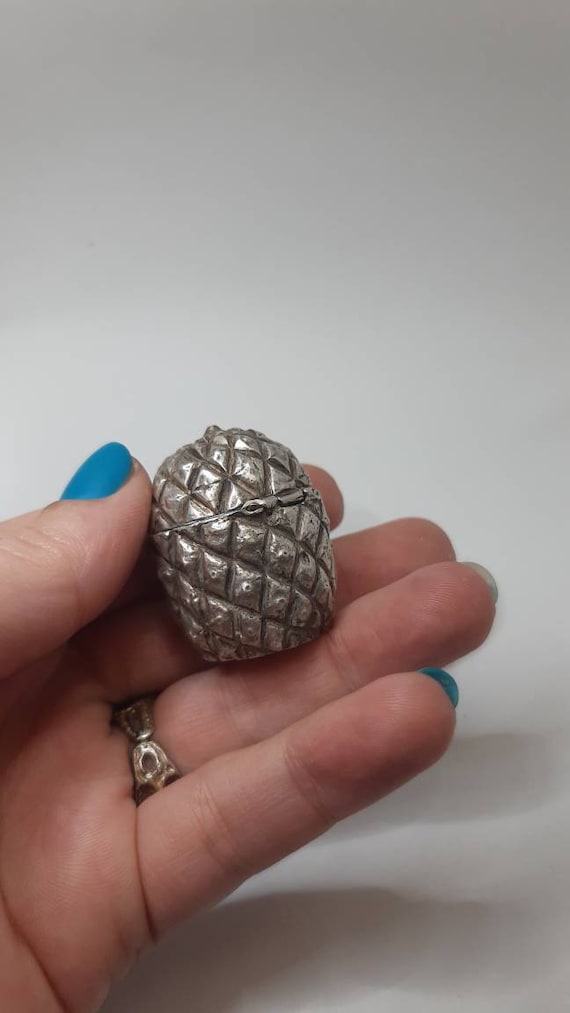 Rare Antique Figural Pineapple solid silver pill b