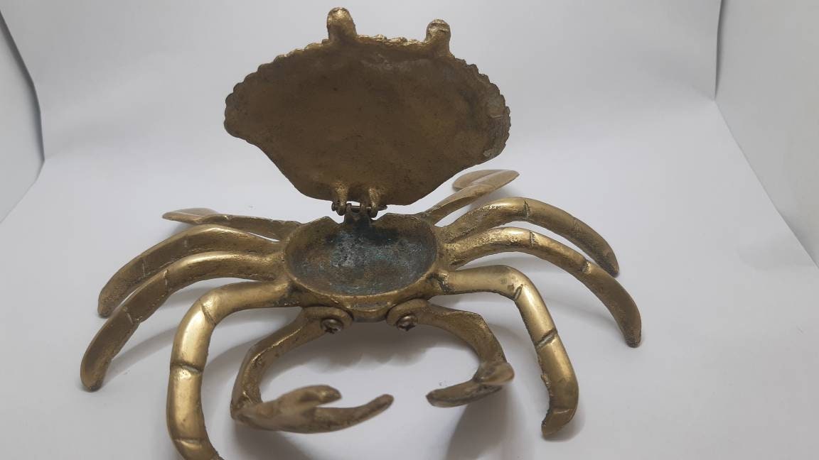 Petits ornements créatifs en forme de crabe d'haltérophilie en laiton -  Cadeau pour les amateurs de crabe vintage - Housse de table à thé 