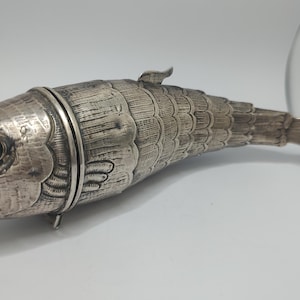 Antique Sterling Silver Articulated Fish Spice Box With Green Eyes - Etsy