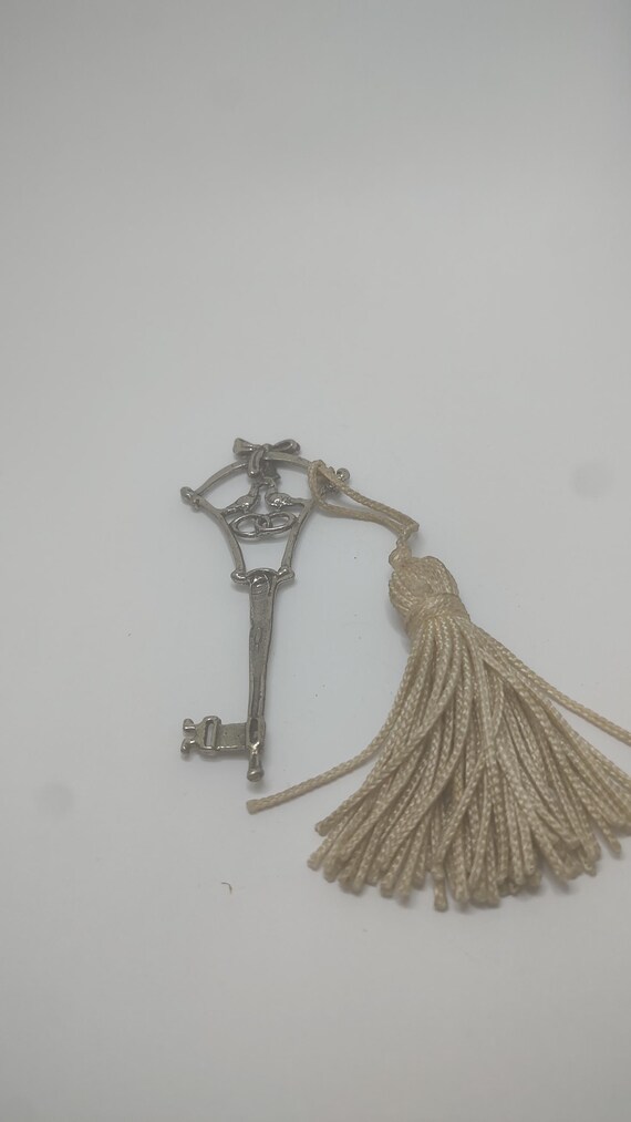 Signed large  key italian solid silver pendant Ke… - image 2